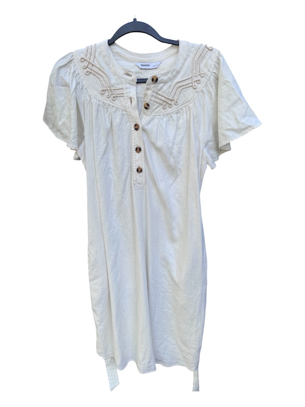 Sonoma Ivory Embroidered Short Sleeve Tunic Dress